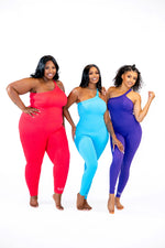 Cold Shoulder Jumpsuit-BLUE